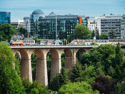 Luxembourg city, Luxembourg - June 17, 2015: Old Bridge - Passerelle Bridge Or Luxembourg Viaduct In Luxembourg.
